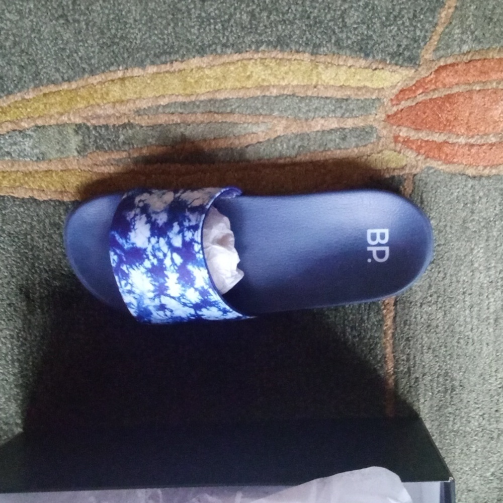 BP Blue Tie Dye Pool Slides purchased at Nordstrom